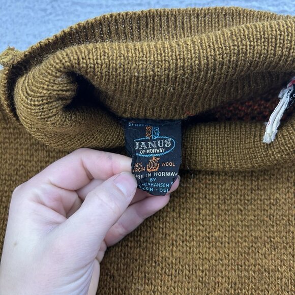 Janus Of Norway Pullover Brown Orange Sweater Wool Women’s Nordic Pattern - Picture 5 of 8